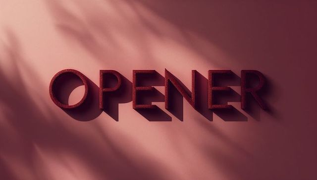 Maroon 3d opener typography casting dramatic shadows on dusty rose surface