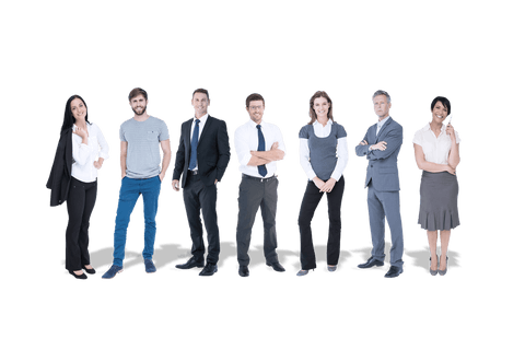 Transparent background business team standing together