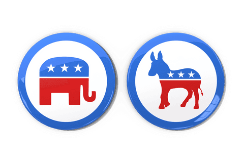 transparent circles with elephant and donkey symbols representing political parties - Download Free Stock Videos Pikwizard.com