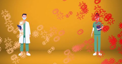 Doctors Practicing Social Distancing with COVID-19 Virus Icons - Download Free Stock Images Pikwizard.com