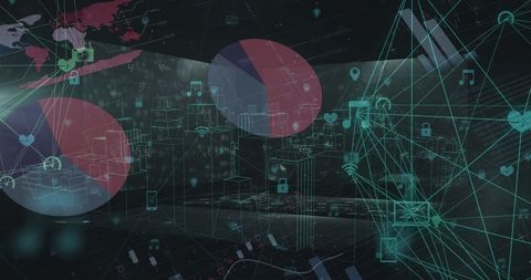 Digitally Rendered Global Network with Data Elements and Graphics - Download Free Stock Images Pikwizard.com