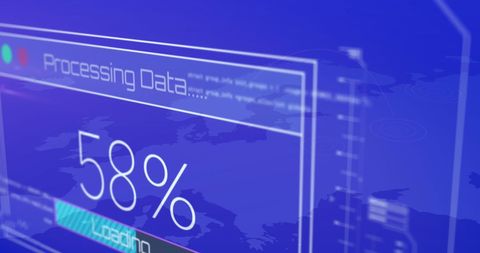 Digital Data Processing with Percentage Loading on World Map Background - Download Free Stock Images Pikwizard.com