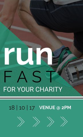 charity run event flyer with athlete ready to start on track - Download Free Stock Templates Pikwizard.com