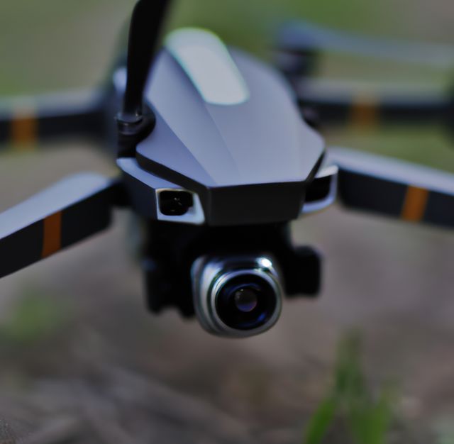 Black Drone with Camera in Focus on Grass Field - Download Free Stock Images Pikwizard.com