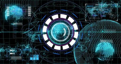 Futuristic holographic interface with cyber elements