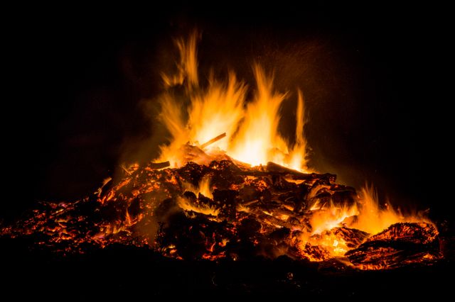 Blazing Bonfire at Night - Download Free Stock Photos Pikwizard.com