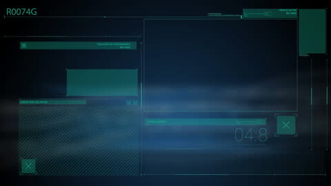 Futuristic Data Processing and Interface Animation on Dark Background