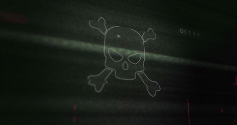 Digital Interference Over Skull Symbol in Computer Interface - Download Free Stock Images Pikwizard.com