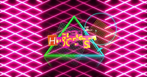 Vibrant Neon Huge Sale with Abstract Geometric Design - Download Free Stock Images Pikwizard.com