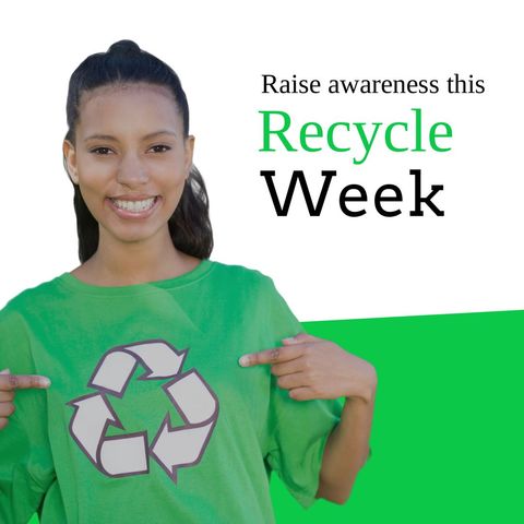 Young Woman Promoting Recycling Awareness Week - Download Free Stock Templates Pikwizard.com