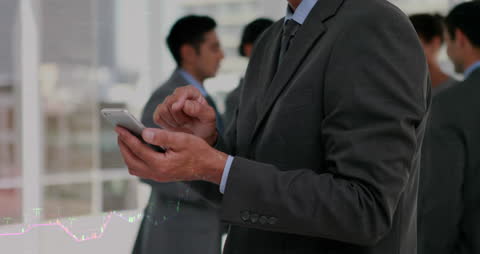 Business Professional Analyzing Data on Smartphone in Modern Office