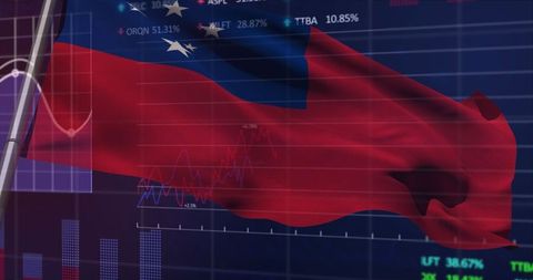 Samoa Flag Overlaid on Technological Financial Chart