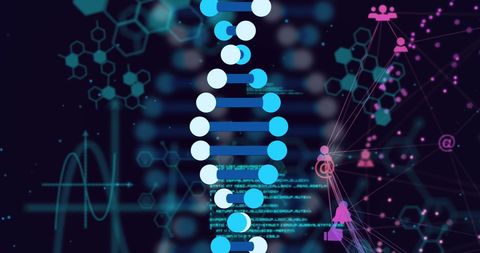 DNA Strand Representations with Abstract Tech Background - Download Free Stock Images Pikwizard.com