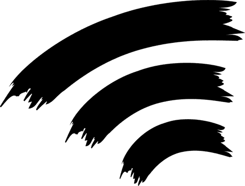 Artistic hand-painted black brush strokes on transparent background