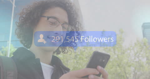 Man Checking Social Media Followers on Smartphone