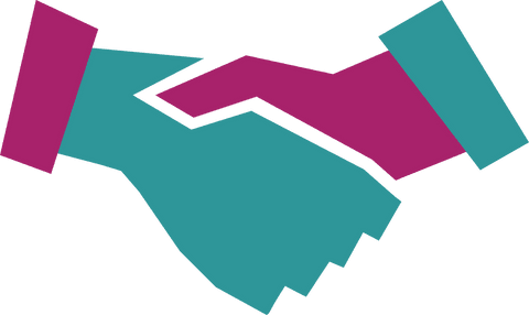 Colored handshake vector on transparent background symbolizes collaboration