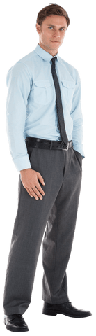 Transparent Businessman Standing with Hand in Pocket Wearing Formal Attire