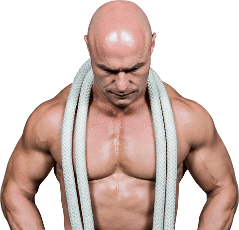Muscular Man with Ropes on Neck on Transparent Background