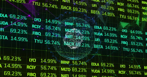 Global Financial Data Processing Display with Dynamic Connections