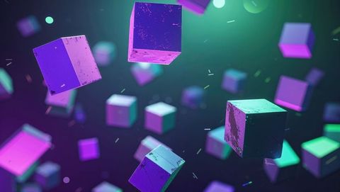 Floating Luminous Cubes in Futuristic Digital Art Space