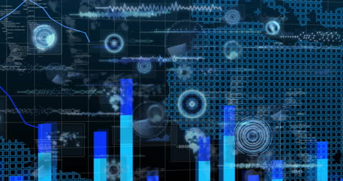 Futuristic Digital Interface with Data Networks Overlay