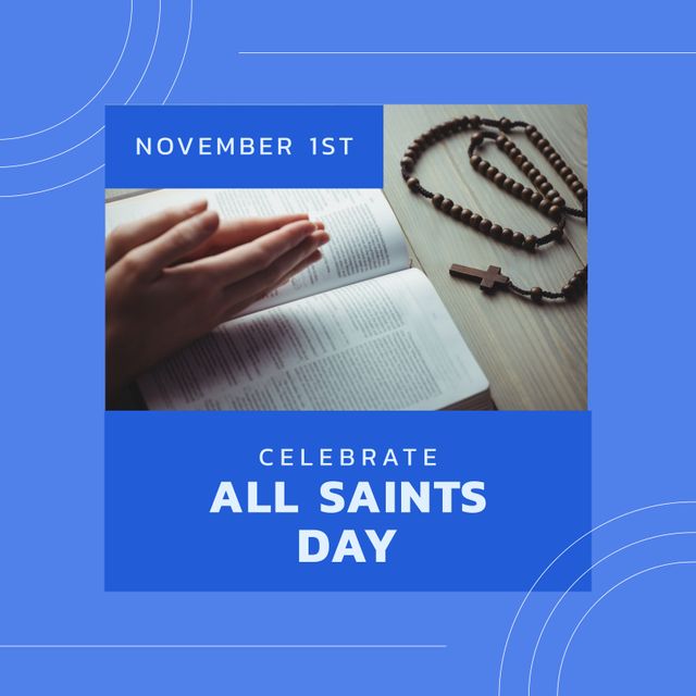 Perfect for promoting All Saints Day events and services. Can be used in church newsletters, social media posts, and religious websites to remind the community about the significance of All Saints Day on November 1st. Emphasizes devotion and spirituality.