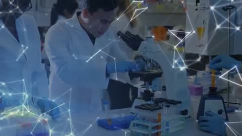 Research Team Analyzing Samples in High-Tech Laboratory