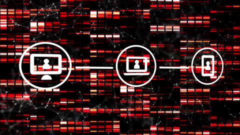 Digital Media Icons on Dynamic Data Conceptual Background