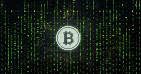 Cryptocurrency Symbol Amidst Digital Binary Code - Download Free Stock Images Pikwizard.com