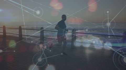 Active Senior Running and Digital Connections Concept