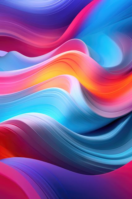 Dynamic and colorful abstract art with fluid gradient layers creating waves of vibrant colors. Perfect for backgrounds in digital designs, web pages, presentations, and modern art pieces. Excellent choice for bringing energy and creativity to visual projects and enhancing visual appeal.