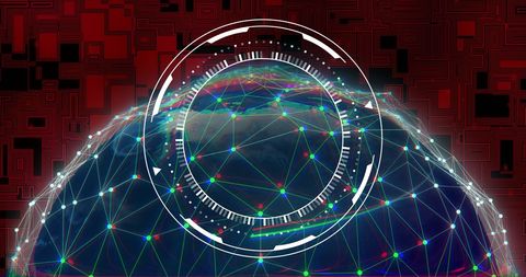 Futuristic Digital Network Connectivity Grid Over Abstract Globe