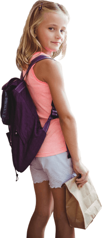 transparent portrait girl holding paper bag backpack - Download Free Stock Videos Pikwizard.com