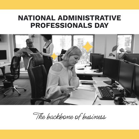 Celebrating Administrative Professionals Day in Busy Office - Download Free Stock Templates Pikwizard.com