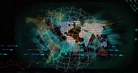 Futuristic Global Data Processing and Analysis Animation