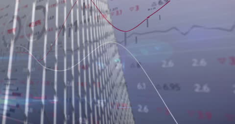 Digital Financial Growth Overlay on Futuristic Cityscape Design