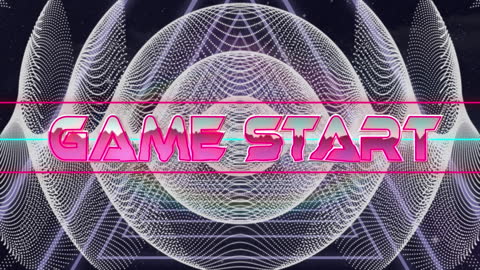Retro Game Startup Screen with Neon Graphics