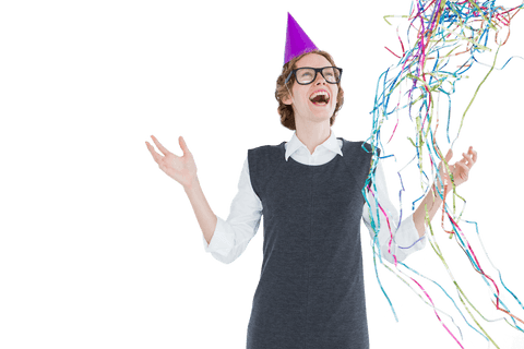 joyful hipster with party hat and streamers on transparent background - Download Free Stock Videos Pikwizard.com