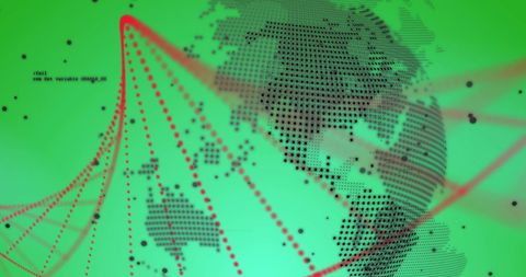 DNA Strand Encircling Digital Globe on Data Background - Download Free Stock Images Pikwizard.com