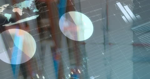 Futuristic Data Visualization Over Warehouse Background