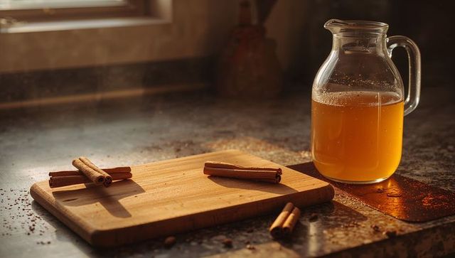 Warm Rustic Kitchen with Spiced Beverage and Cinnamon