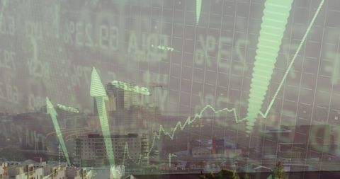 Financial Data Overlay on Urban Cityscape Depicting Market Growth - Download Free Stock Images Pikwizard.com