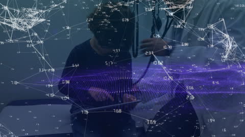 Doctor and Child with Futuristic Technology Overlay