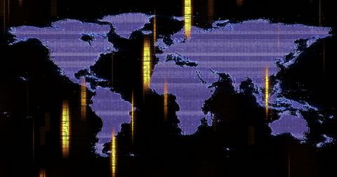 Futuristic Digital World Map with Data Streams - Download Free Stock Images Pikwizard.com