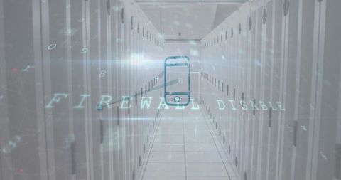 Digital Security Breach in Data Center Corridor with Floating Interface