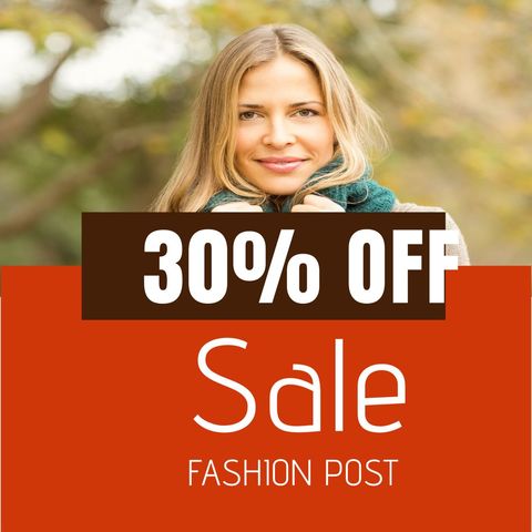 Autumn Fashion Sale Promotion with Smiling Woman