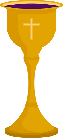 3d golden chalice with cross emblem on transparent background