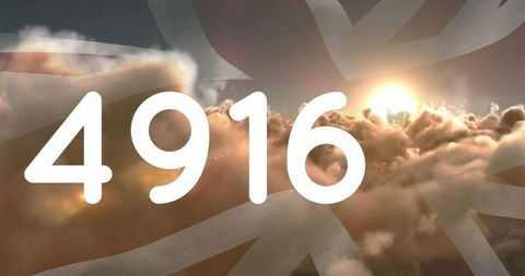 Cinematic Sunset Over British Flag with Number 4916 - Download Free Stock Images Pikwizard.com