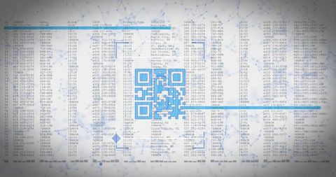 blue qr code overlapping abstract digital data connections - Download Free Stock Images Pikwizard.com