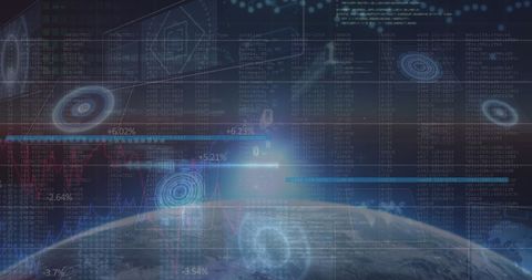 Futuristic Global Technology with Data Overlay - Download Free Stock Images Pikwizard.com